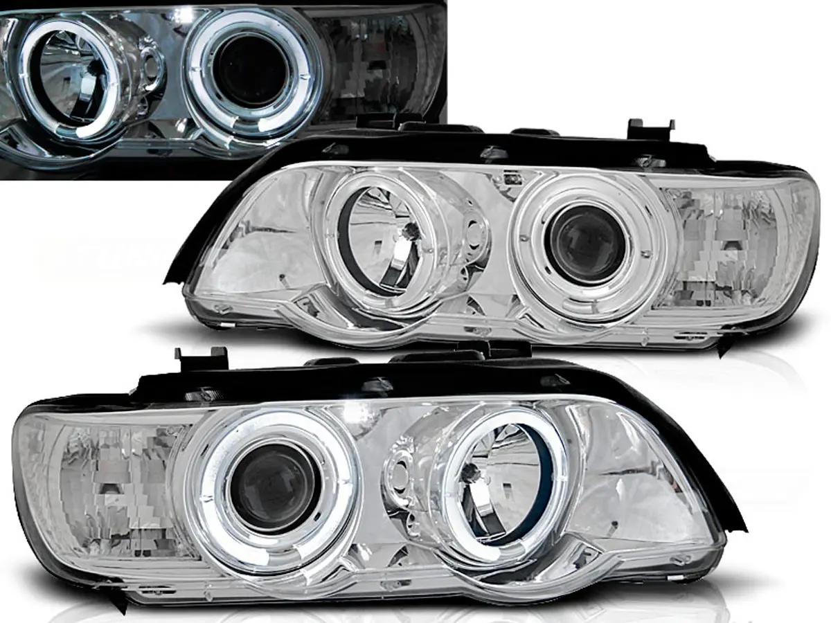 Frontlykter BMW X5 (E53) 1999 - 2003 | ANGEL EYES CHROME