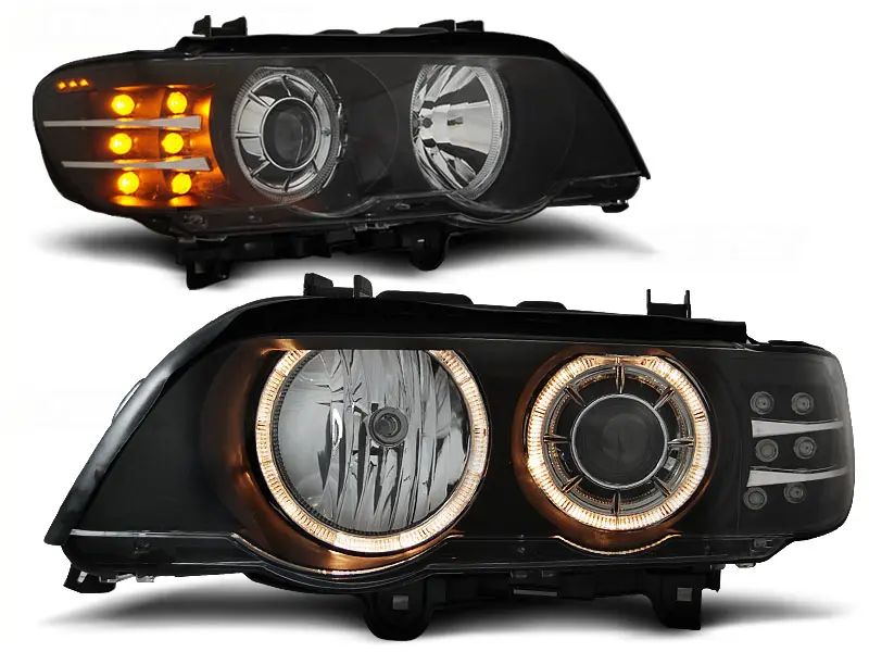 Frontlykter BMW X5 (E53) 1999 - 2003 | XENON ANGEL EYES BLACK LED INDICATOR – bilde 2