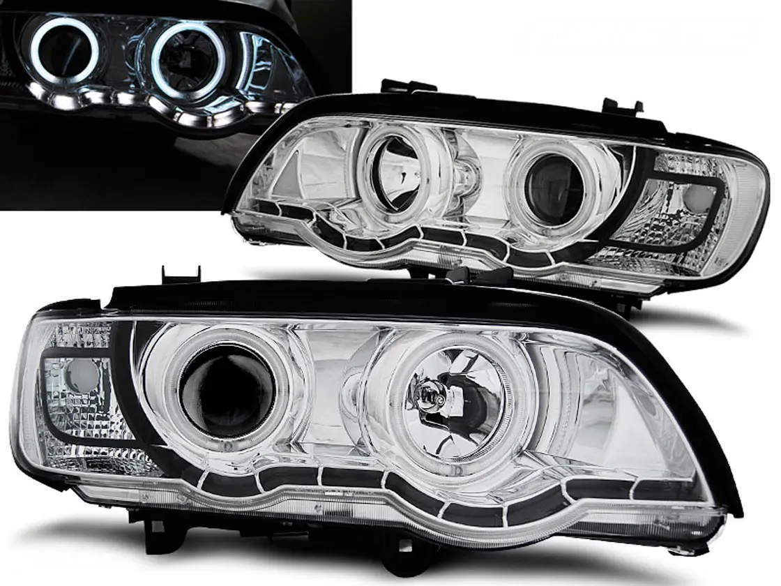 Frontlykter BMW X5 (E53) 1999 - 2003 | XENON ANGEL EYES CHROME