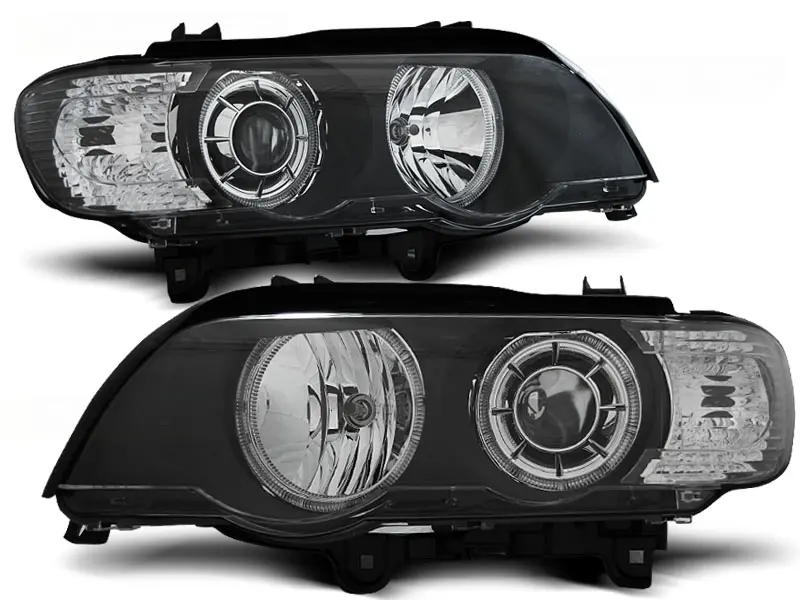 Frontlykter BMW X5 (E53) 1999 - 2003 | XENON ANGEL EYES LED BLACK