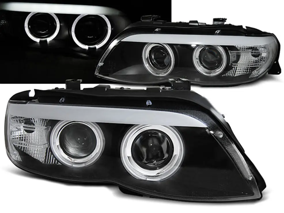 Frontlykter BMW X5 (E53) 2003 - 2006 │ Xenon Angel Eyes CCFL Black
