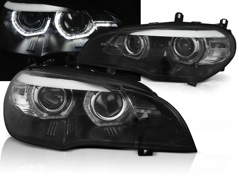 Frontlykter BMW X5 (E70) 2006 - 2010 | XENON ANGEL EYES LED DRL BLACK