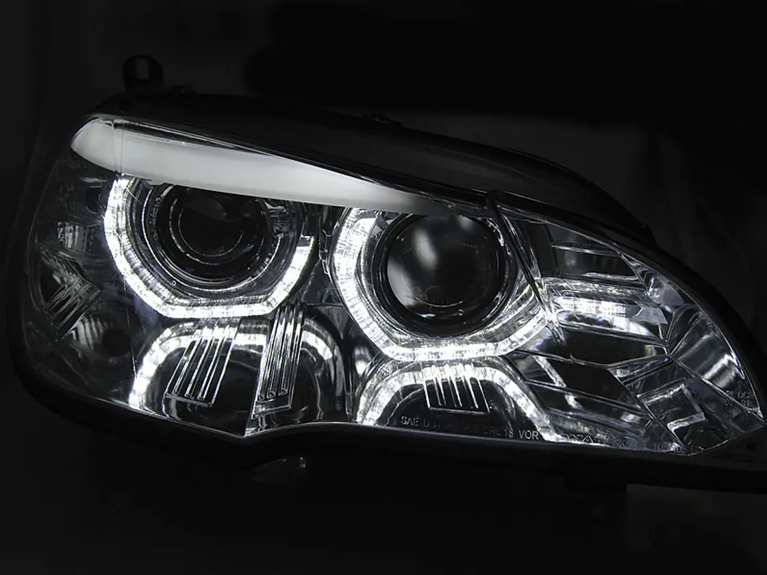 Frontlykter BMW X5 (E70) 2006 - 2010 | XENON ANGEL EYES LED DRL CHROME – bilde 3