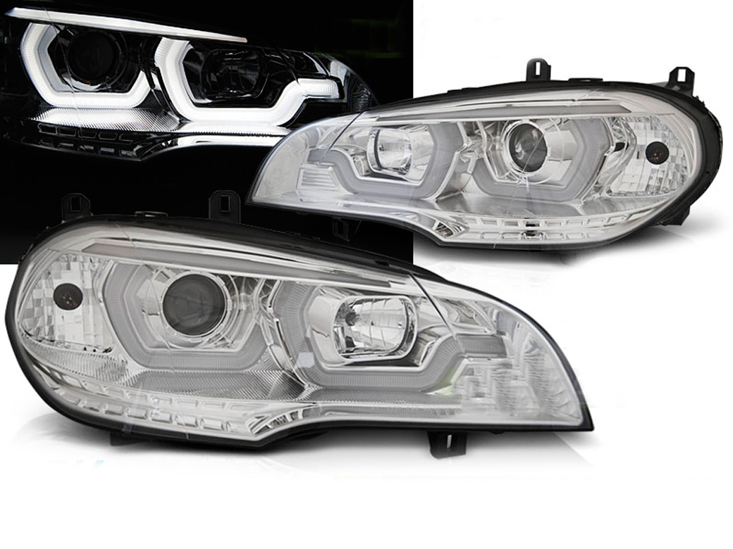 Frontlykter BMW X5 (E70) 2006 - 2013 | TUBE LIGHT DRL CHROME – bilde 2