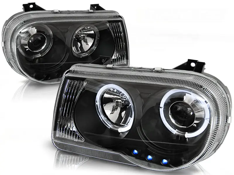 Frontlykter CHRYSLER 300C 2005-2010 ANGEL EYES BLACK