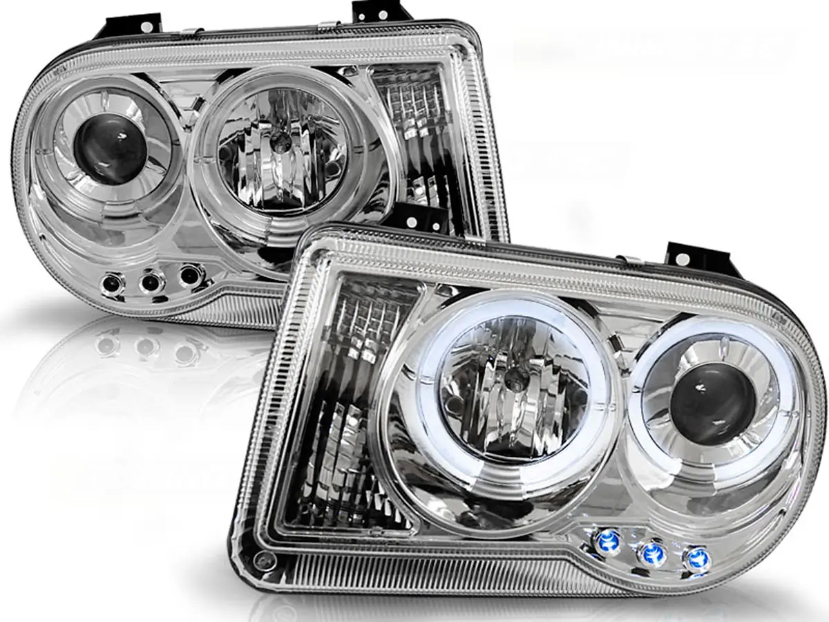 Frontlykter CHRYSLER 300C 2005-2010 ANGEL EYES CHROME
