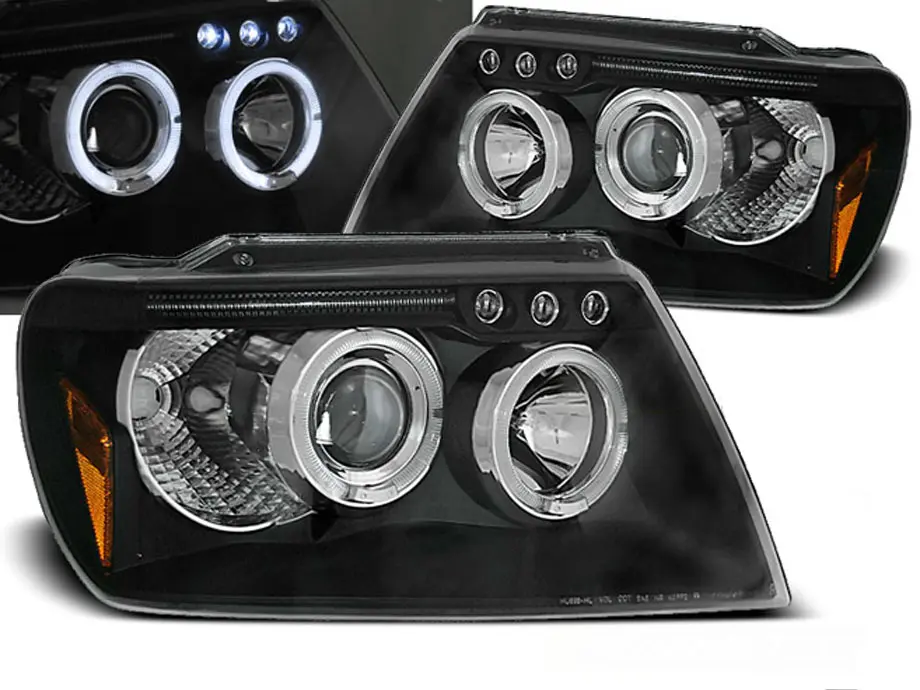 Frontlykter CHRYSLER JEEP GRAND CHEROKEE 1999-2005 ANGEL EYES BLACK