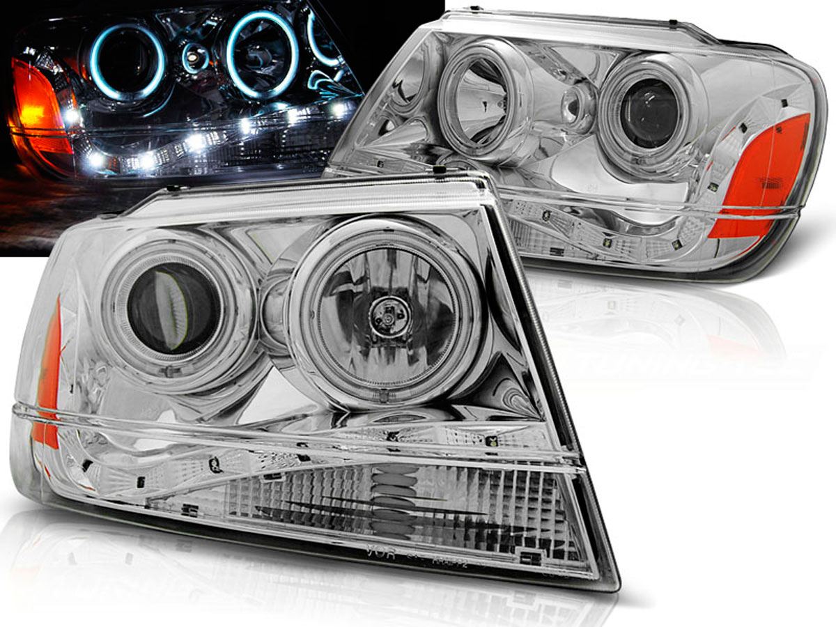 Frontlykter CHRYSLER JEEP GRAND CHEROKEE 1999-2005 DAYLIGHT CHROME