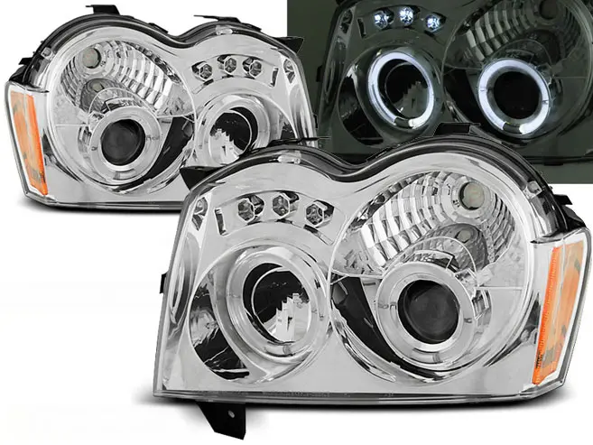 Frontlykter CHRYSLER JEEP GRAND CHEROKEE 2005-2008 ANGEL EYES CHROME