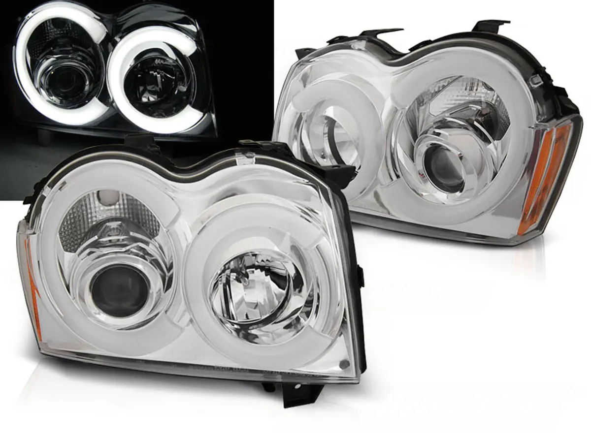 Frontlykter CHRYSLER JEEP GRAND CHEROKEE 2005-2008 CHROME TUBE LIGHT