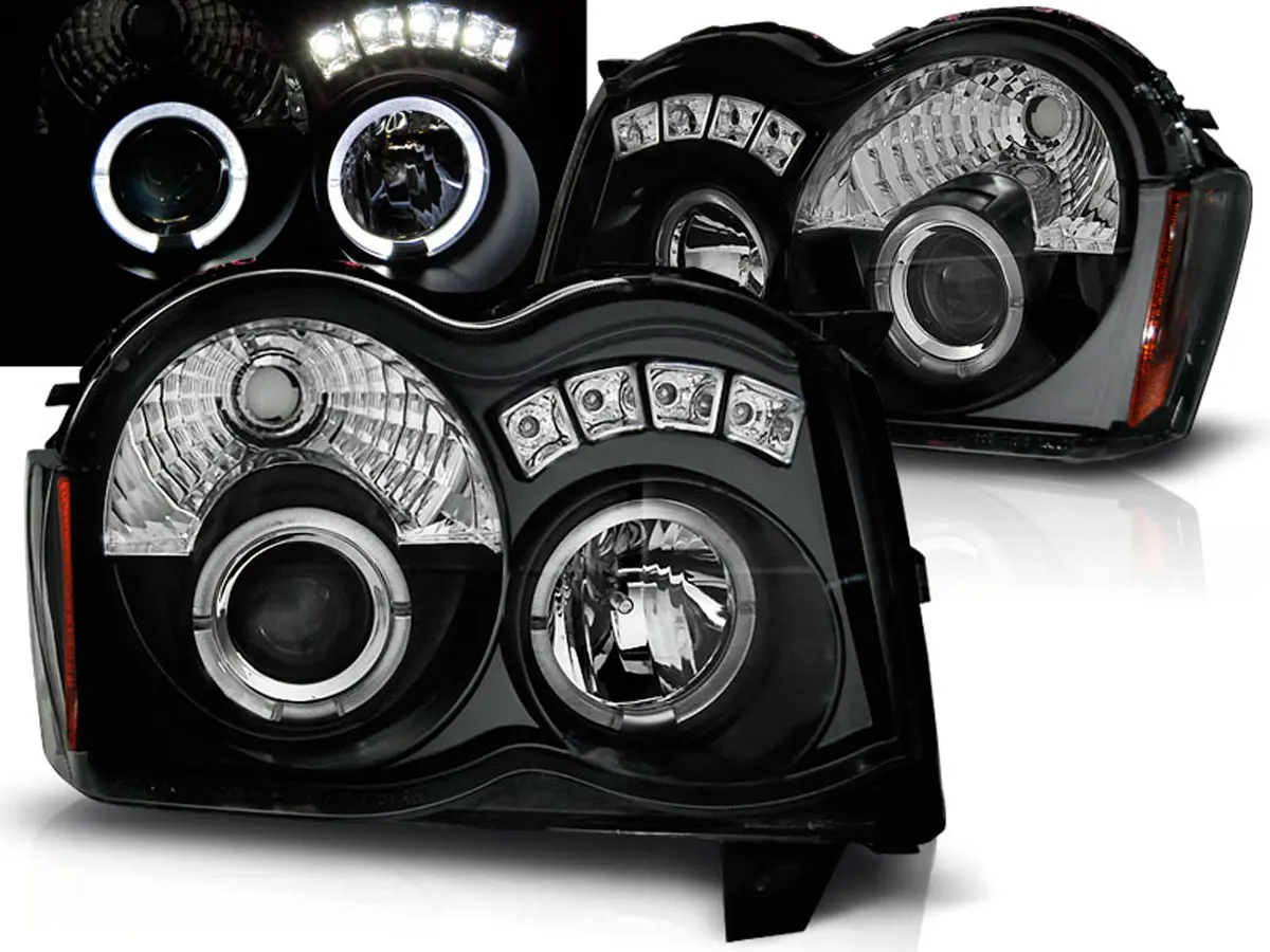 Frontlykter CHRYSLER JEEP GRAND CHEROKEE 2008-2010 ANGEL EYES BLACK