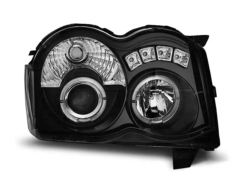 Frontlykter CHRYSLER JEEP GRAND CHEROKEE 2008-2010 ANGEL EYES BLACK – bilde 2