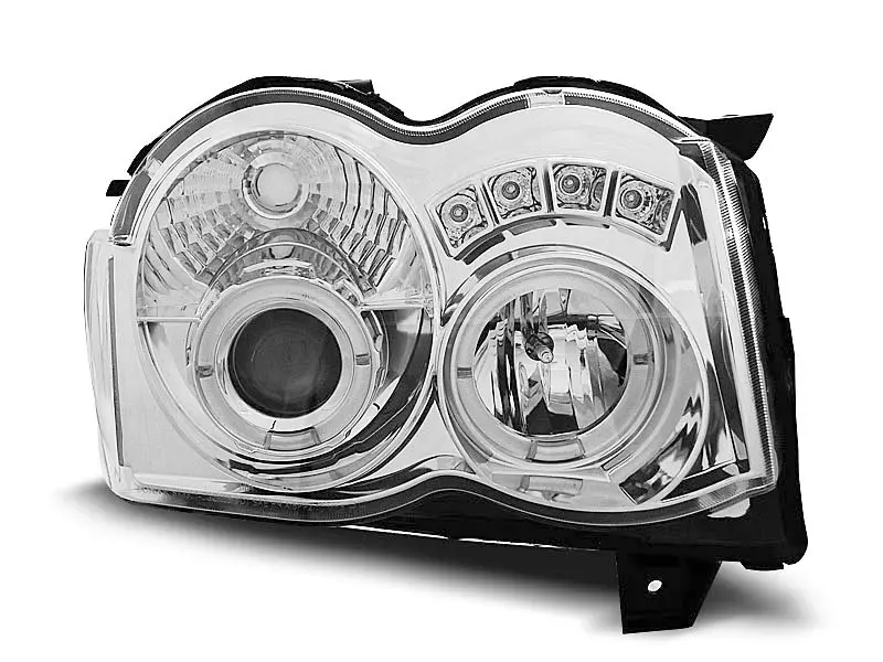 Frontlykter CHRYSLER JEEP GRAND CHEROKEE 2008-2010 ANGEL EYES CHROME – bilde 2