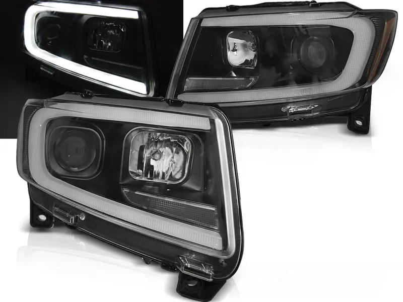 Frontlykter CHRYSLER JEEP GRAND CHEROKEE 2011-2013 BLACK TUBE LIGHT SEQ