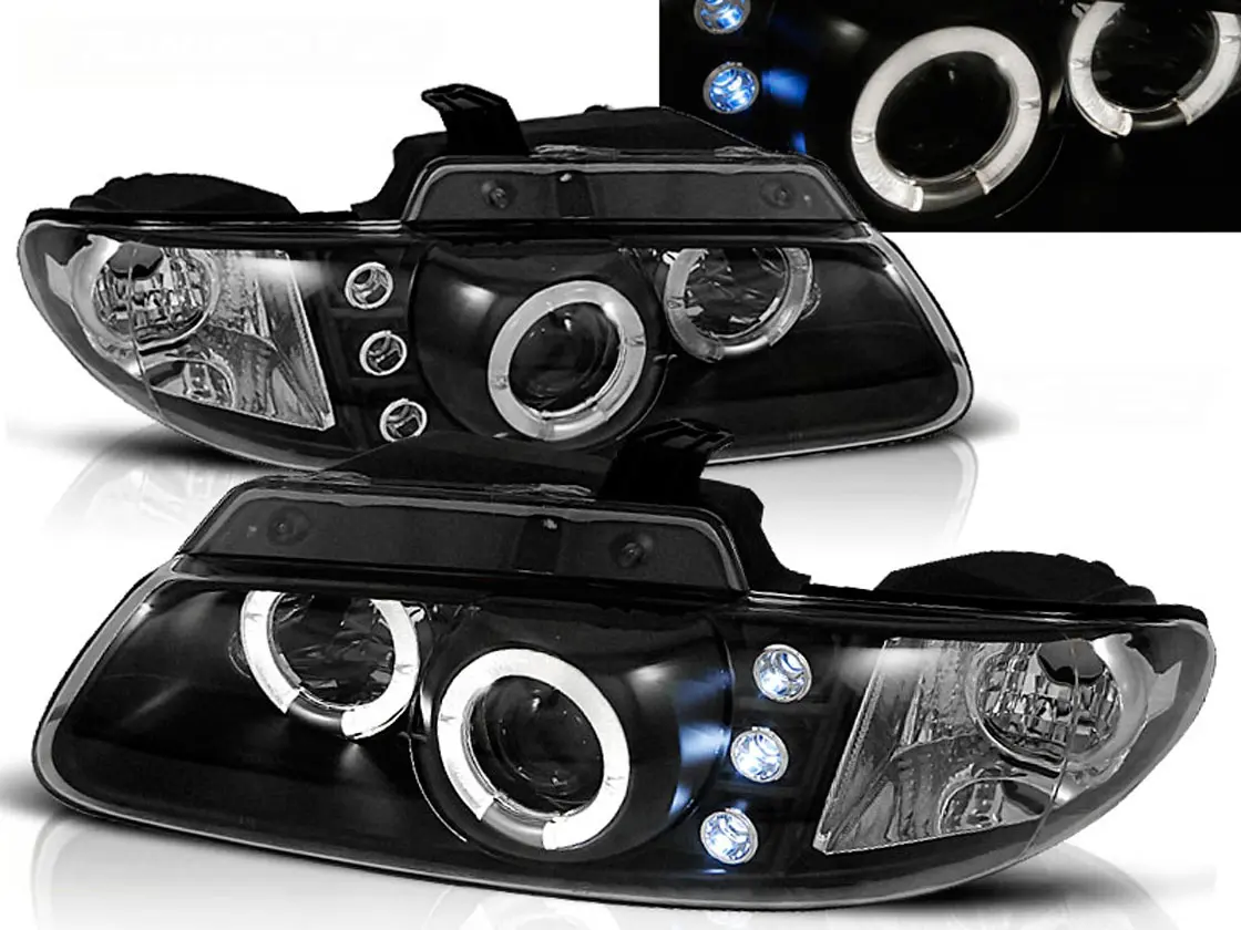Frontlykter CHRYSLER VOYAGER 1996-2001 ANGEL EYES BLACK