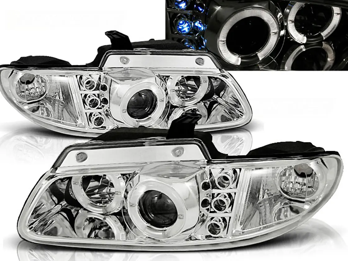 Frontlykter CHRYSLER VOYAGER 1996-2001 ANGEL EYES CHROME