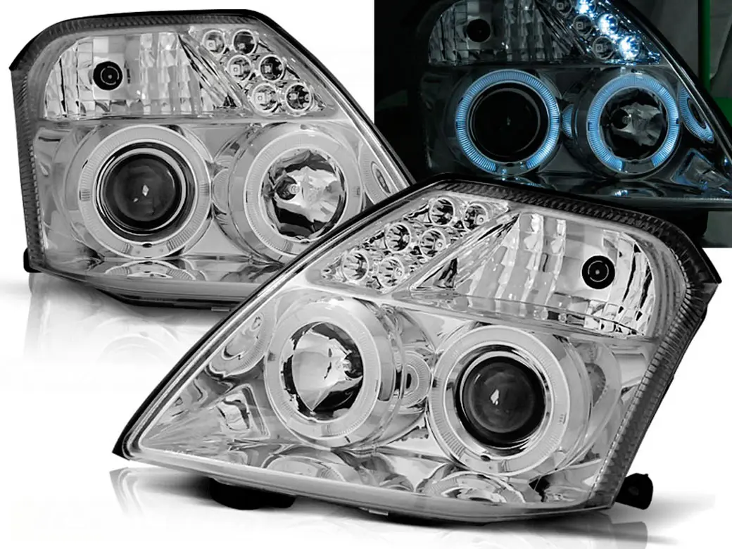 Frontlykter CITROEN C2 2003-2010 ANGEL EYES CHROME