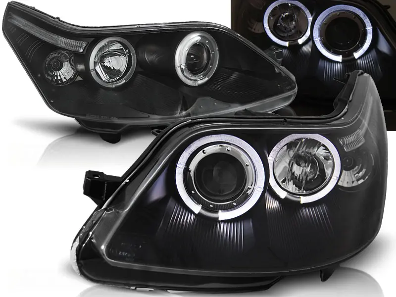 Frontlykter CITROEN C4 2004-2010 ANGEL EYES BLACK