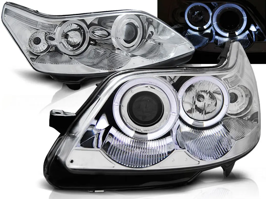 Frontlykter CITROEN C4 2004-2010 ANGEL EYES CHROME
