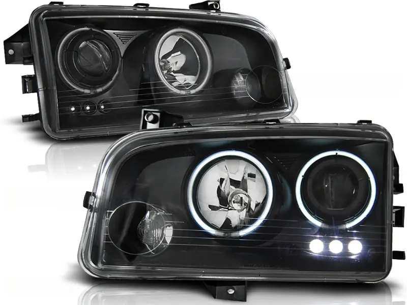 Frontlykter DODGE CHARGER (LX) 2006-2010 ANGEL EYES CCFL BLACK – bilde 2