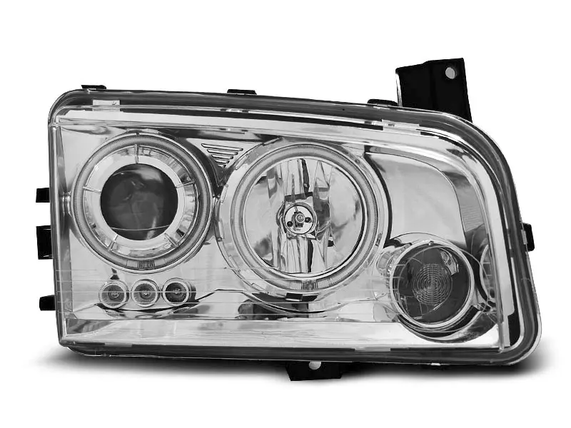 Frontlykter DODGE CHARGER (LX) 2006-2010 ANGEL EYES CCFL CHROME – bilde 2