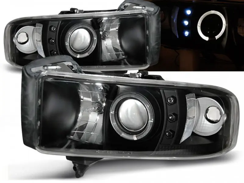 Frontlykter DODGE RAM 1994-2001 ANGEL EYES BLACK