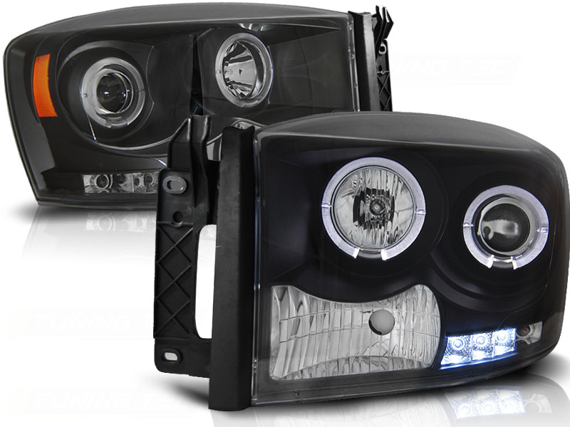 Frontlykter DODGE RAM 2006-2008 ANGEL EYES BLACK