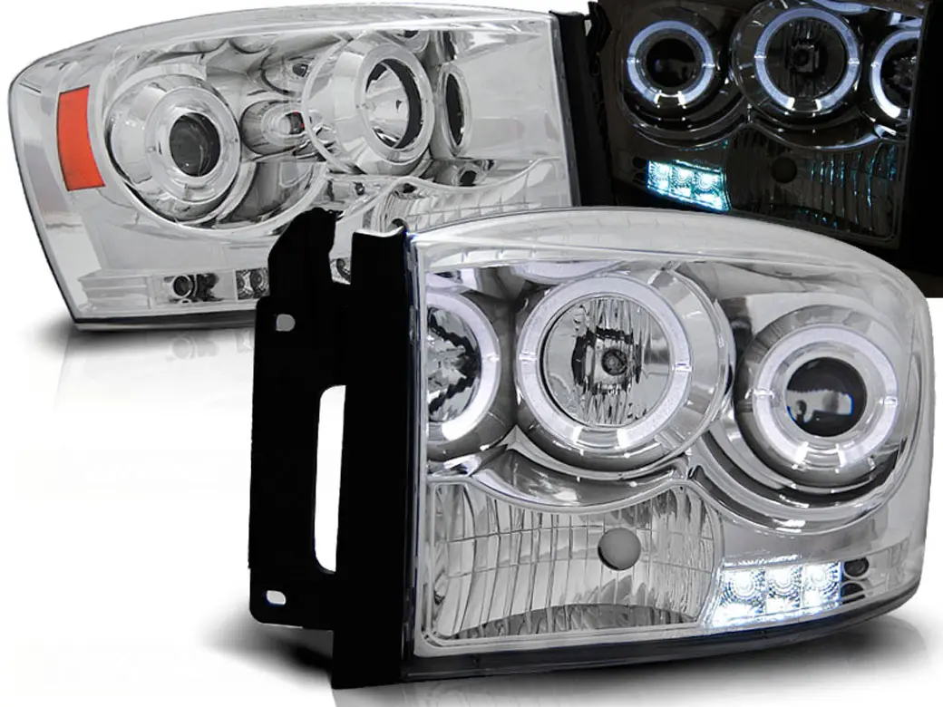 Frontlykter DODGE RAM 2006-2008 ANGEL EYES CHROME