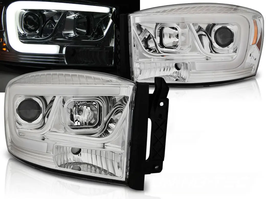 Frontlykter DODGE RAM 2006-2008 TUBE LIGHT CHROME – bilde 2