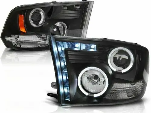Frontlykter Dodge RAM 2009-2011 ANGEL EYES BLACK – bilde 2
