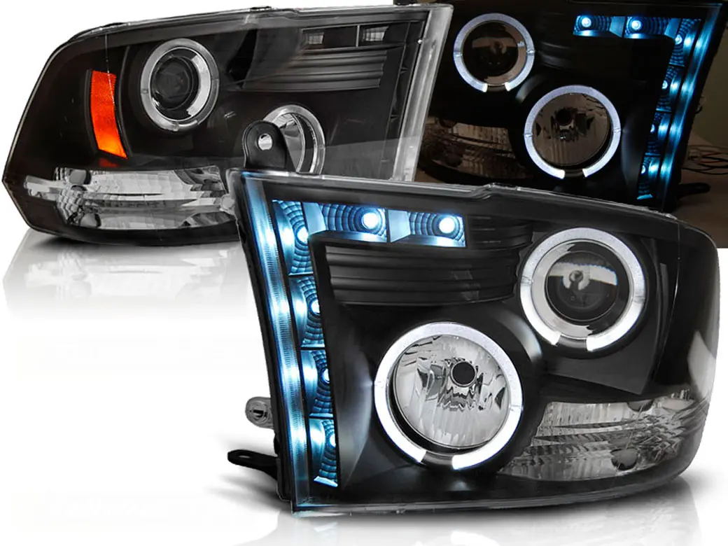 Frontlykter Dodge RAM 2009-2011 ANGEL EYES BLACK – bilde 3