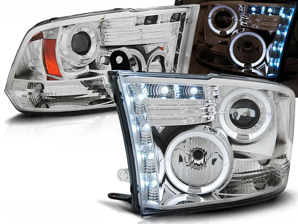 Frontlykter DODGE RAM 2009-2018 ANGEL EYES CHROME