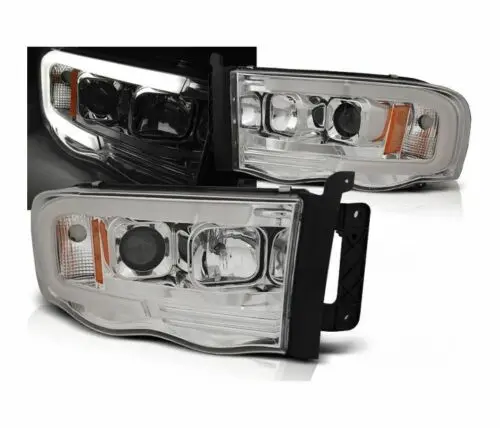 Frontlykter Dodge Ram III 2001-2006 TUBE LIGHT CHROME