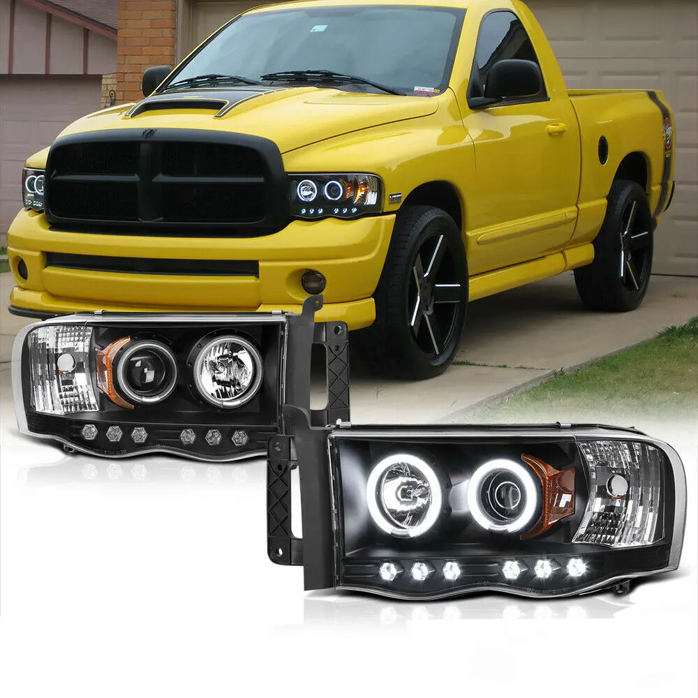 Frontlykter Dodge Ram III 2002-2006 ANGEL EYES BLACK Image 1