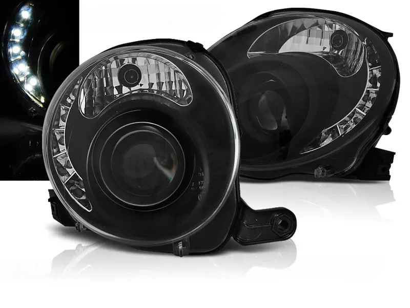 Frontlykter FIAT 500 2007-2015 BLACK LED