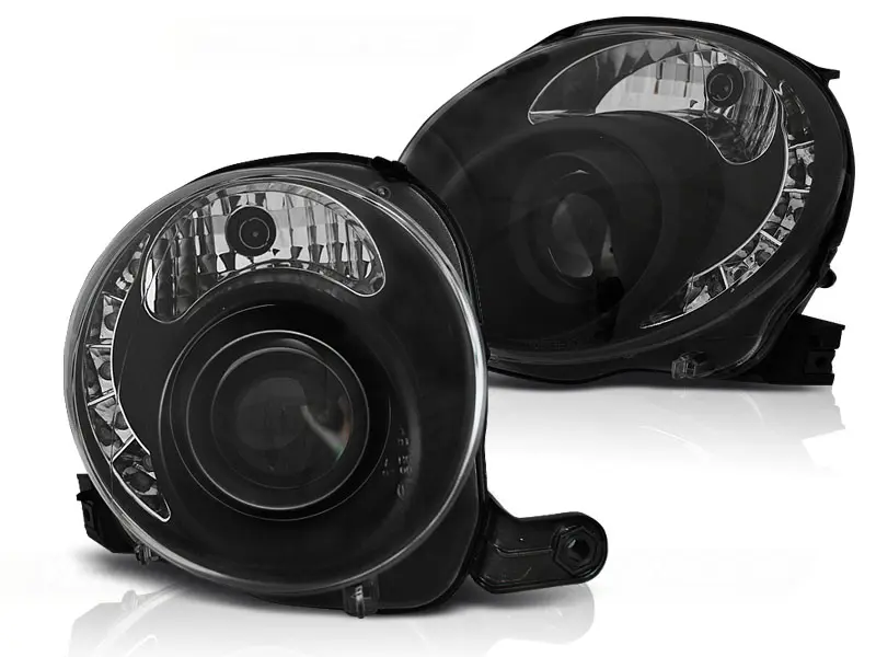 Frontlykter FIAT 500 2007-2015 BLACK LED – bilde 3