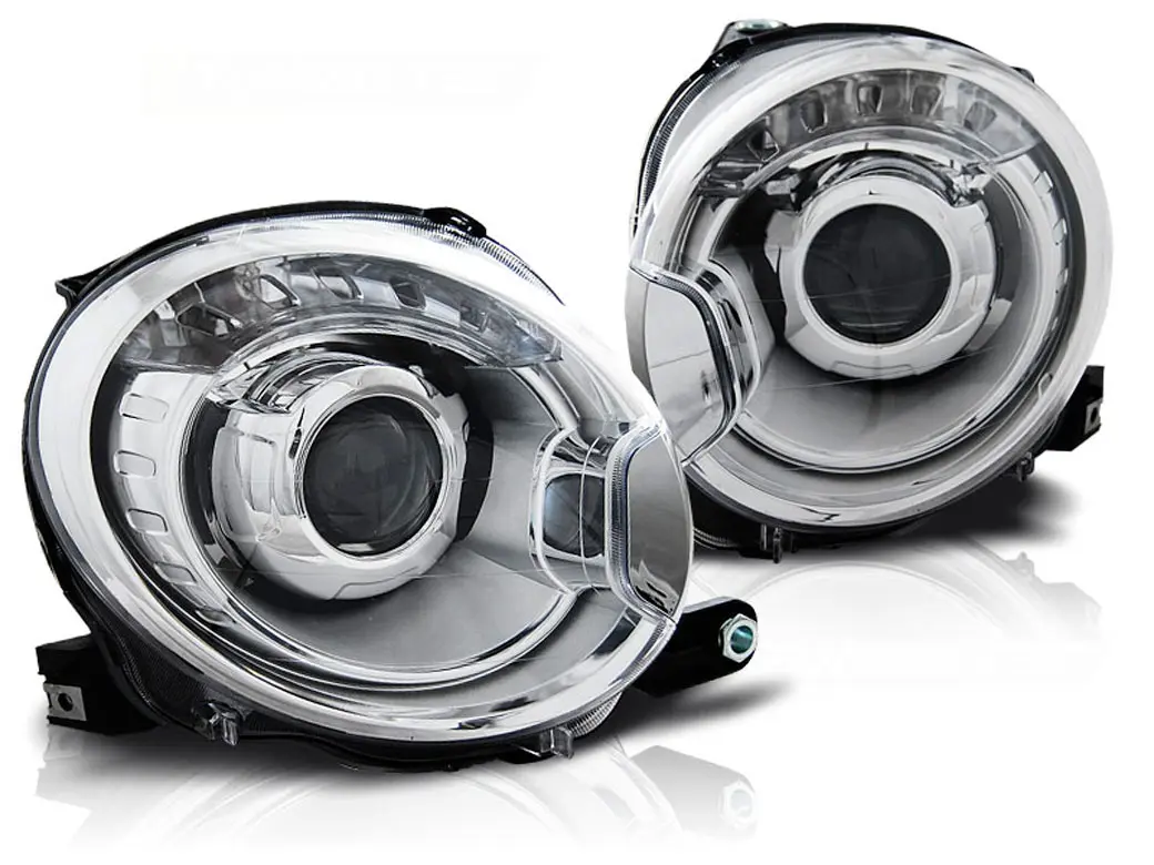 Frontlykter FIAT 500 2007-2015 PROJEKTOR CHROME