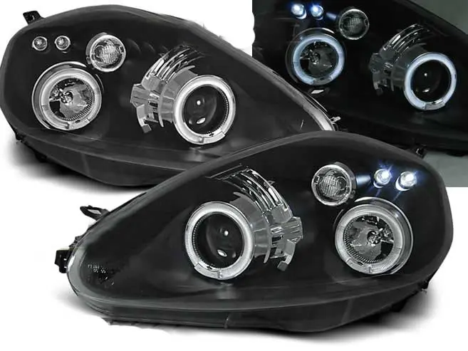 Frontlykter FIAT GRANDE PUNTO 2005-2008 ANGEL EYES BLACK