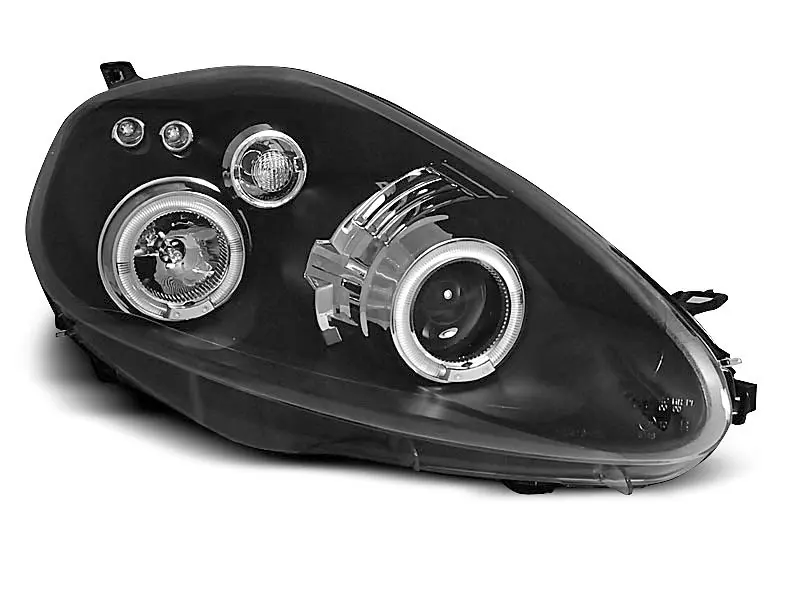 Frontlykter FIAT GRANDE PUNTO 2005-2008 ANGEL EYES BLACK – bilde 3