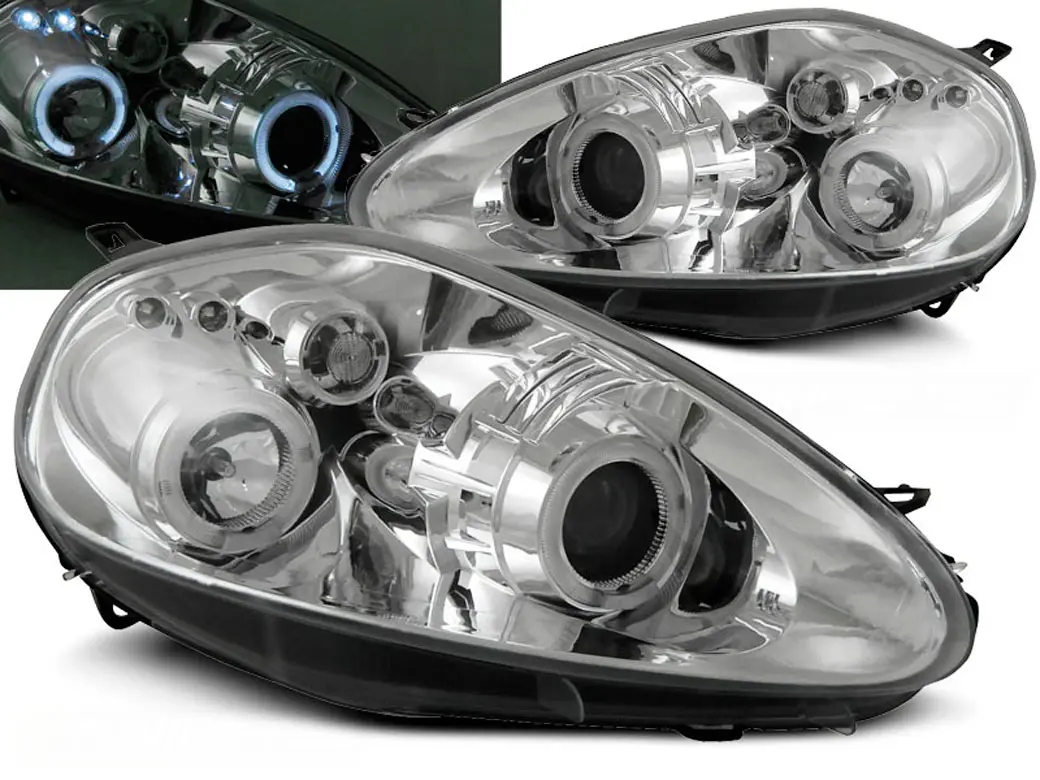 Frontlykter FIAT GRANDE PUNTO 2005-2008 ANGEL EYES CHROME