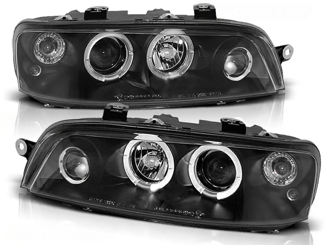 Frontlykter FIAT PUNTO 2 1999-2003 ANGEL EYES BLACK