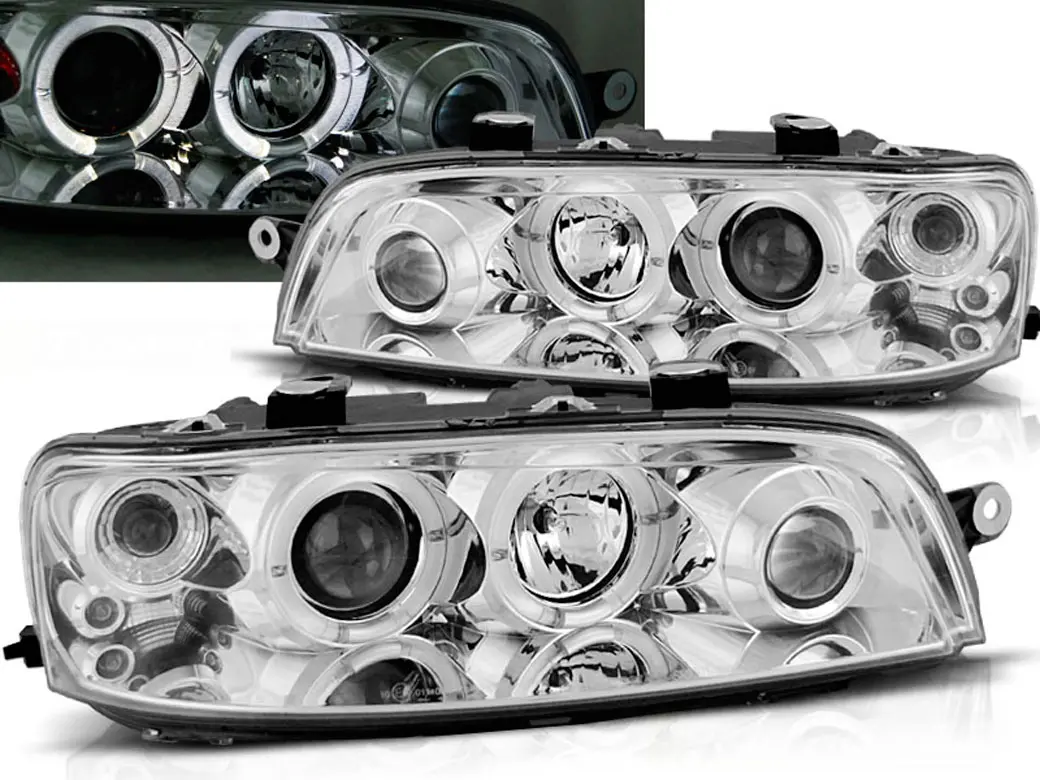 Frontlykter FIAT PUNTO 2 1999-2003 ANGEL EYES CHROME