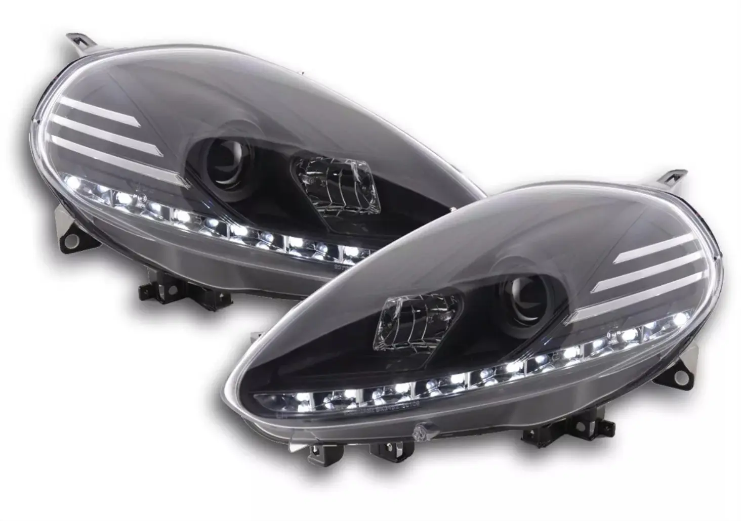 Frontlykter FIAT PUNTO EVO 2009-2012 BLACK DRL LED