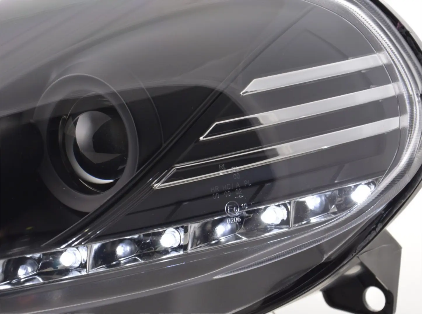 Frontlykter FIAT PUNTO EVO 2009-2012 BLACK DRL LED – bilde 2