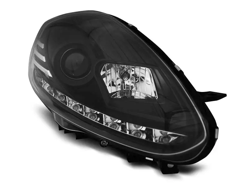 Frontlykter FIAT PUNTO EVO 2009-2012 BLACK DRL LED – bilde 6