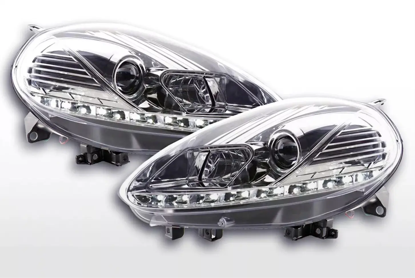 Frontlykter FIAT PUNTO EVO 2009-2012 CHROME DRL LED – bilde 2