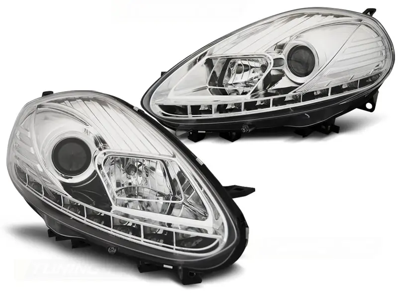 Frontlykter FIAT PUNTO EVO 2009-2012 CHROME DRL LED – bilde 5