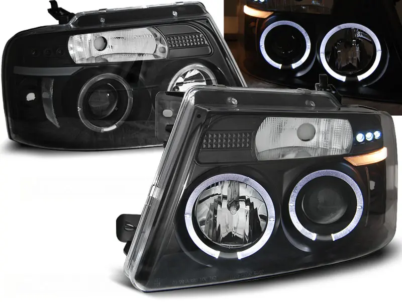Frontlykter FORD F150 (MK11) 2004-2008 ANGEL EYES BLACK