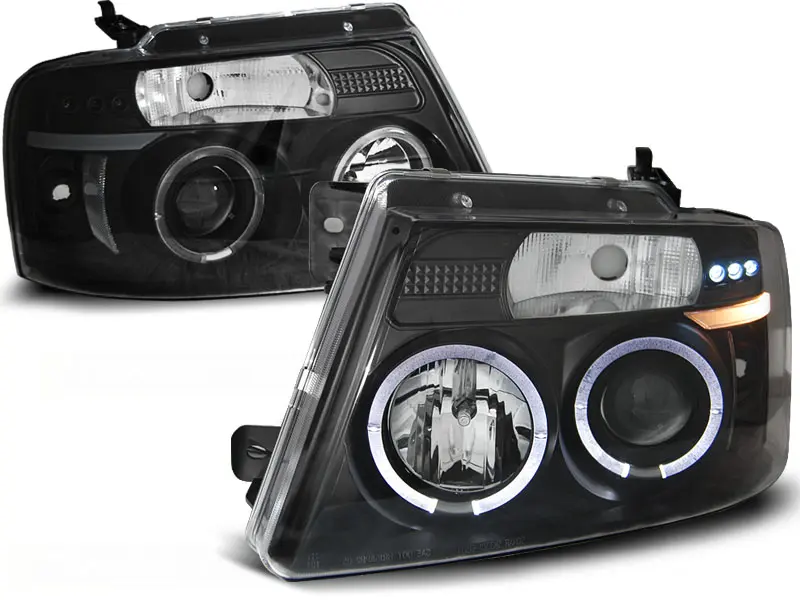 Frontlykter FORD F150 (MK11) 2004-2008 ANGEL EYES BLACK – bilde 2
