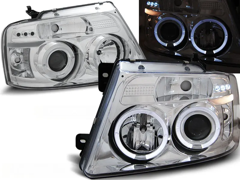 Frontlykter FORD F150 (MK11) 2004-2008 ANGEL EYES CHROME